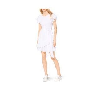 Michael by Michael Korda white ruffle dress